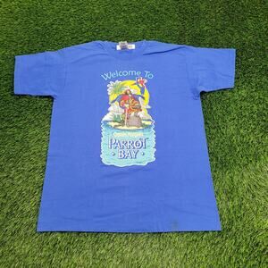 Vintage 90s Captain Morgan Shirt L/XL 22x28 Blue Bay-Rum USA